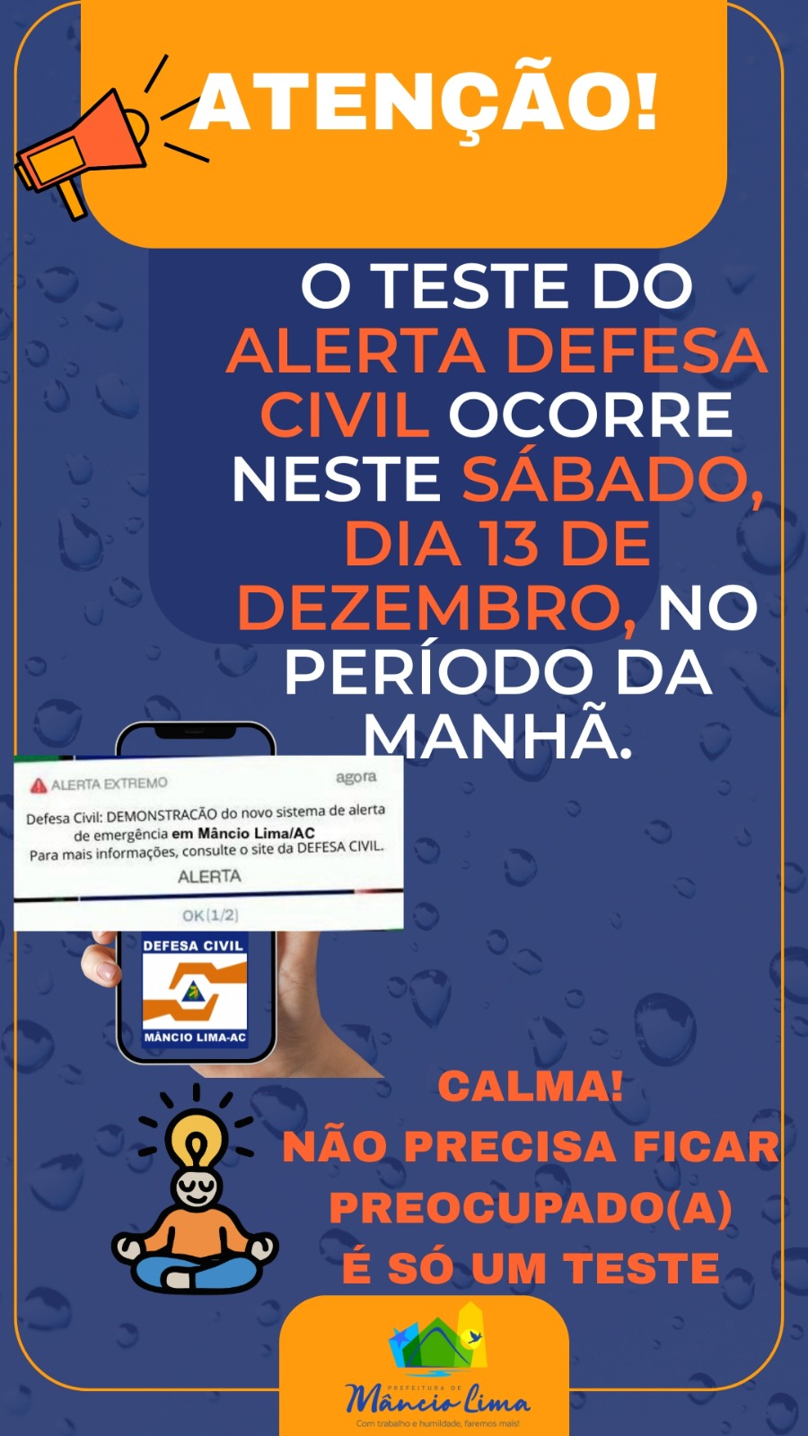 Defesa Civil realizará teste do sistema de alerta neste sábado em Mâncio Lima