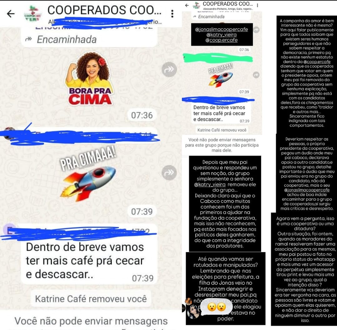 Produtor de café denuncia ter sido removido de grupo de cooperados da Coopercafé após divergência política