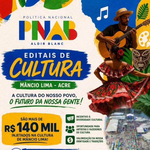 Cultura em destaque: Mâncio Lima lança editais com mais de R$ 140 mil em investimentos