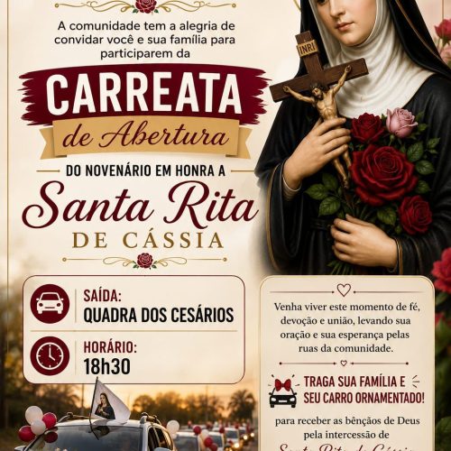 Início do Novenário de Santa Rita de Cássia reúne fiéis em carreata de fé e devoção