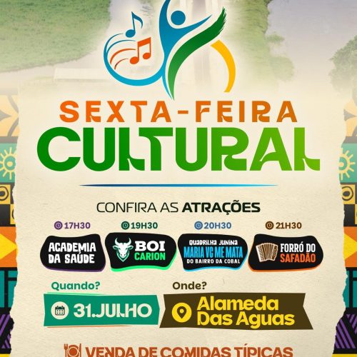 Sexta Cultural reúne música, tradição e gastronomia em mais uma noite de celebração na Alameda das Águas