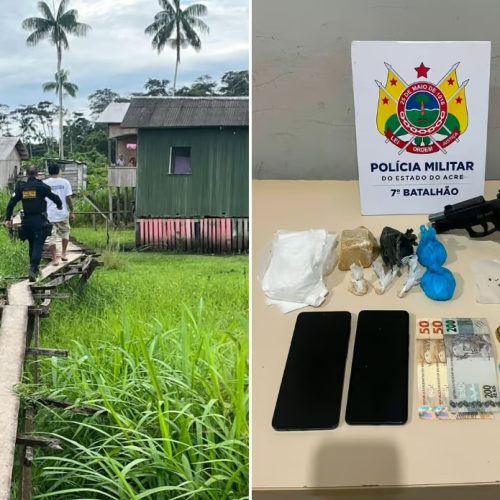 Arma e drogas são apreendidas pela Polícia Militar em Tarauacá