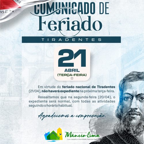 Repartições municipais não funcionam nesta terça (21) em Mâncio Lima