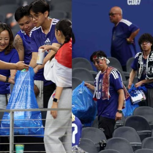 Torcedores japoneses mostram que educação também joga em campo