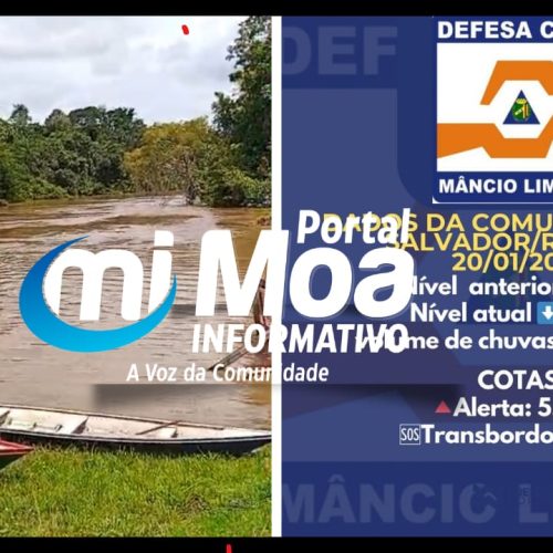 Rio Moa recua 6 centímetros, mas segue acima da cota de alerta